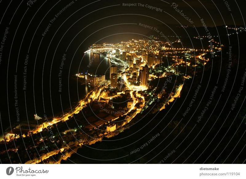 Monaco at night Night Long exposure Cote d'Azur Monarchy Town Ocean France Light Mediterranean sea Night shot principality Casino