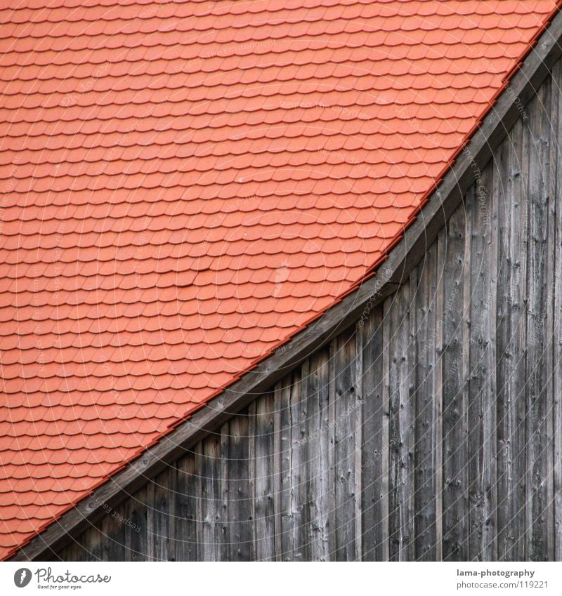 Strictly monotonously rising Barn Farm Agriculture Ranch Roof Wall (building) Brick Roofing tile Wood Wooden house Building Wood strip Gable roof Roof ridge