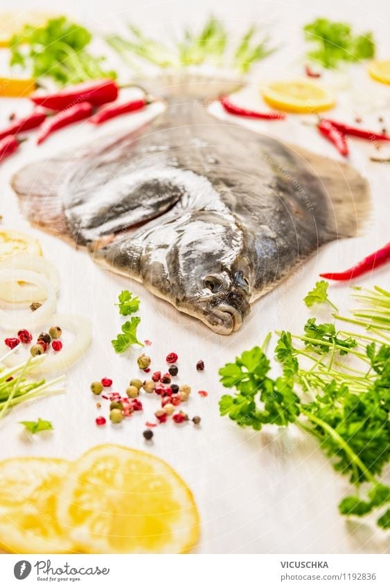 Prepare plaice fish with fresh ingredients Food Fish Vegetable Lettuce Salad Herbs and spices Cooking oil Lunch Dinner Buffet Brunch Banquet Organic produce