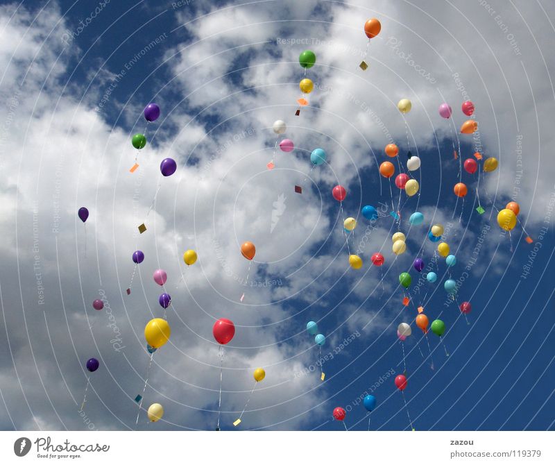 black and white in color Colour photo Multicoloured Day Sporting event Sky Clouds Balloon Flying Helium
