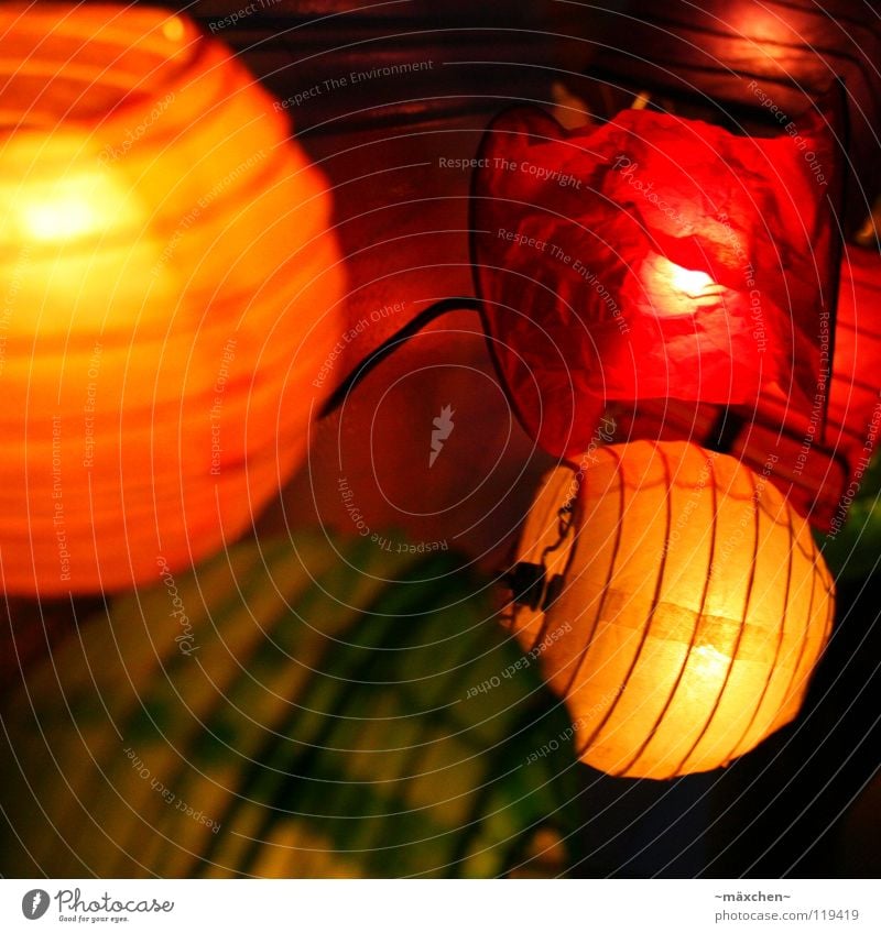 Colourful Flat (apartment) Decoration Bedroom Technology Warmth Bright Green Orange Red Moody Safety Safety (feeling of) Romance Lantern Fairy lights Physics