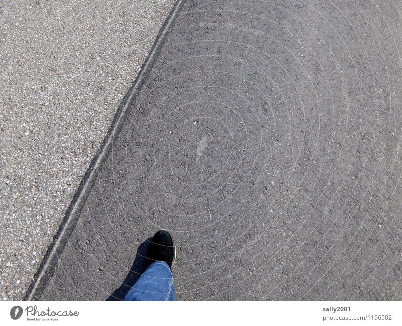 a first step... Human being Legs Feet 1 Traffic infrastructure Street Jeans Boots Going Running Gray Willpower Loneliness Beginning Movement Resolve