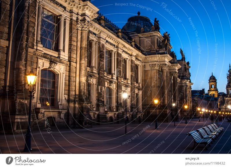light chain Vacation & Travel Tourism Trip Sightseeing City trip Night sky Dresden Saxony Germany Town Old town Church Castle Tower Manmade structures Building