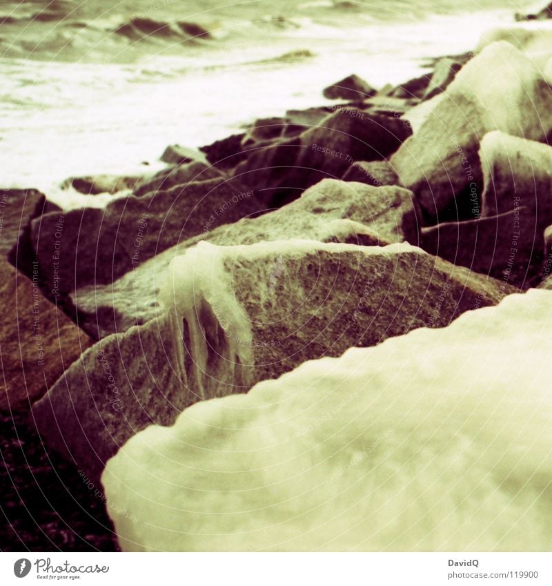 Icy Baltic Sea Ocean Waves Sea water Cold Coast Beach Surf Winter Water Ice Rock Stone Kodak elite chrome cross