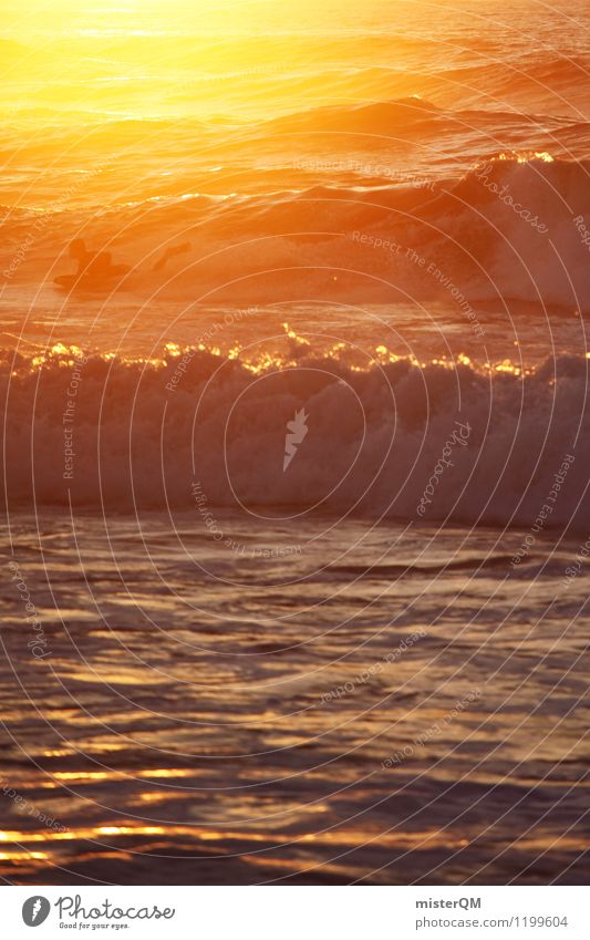 sunset surf. Art Adventure Esthetic Contentment Surfer Surfing Swell Waves Undulation Wave action Wavy line Wellenkuppe Sports Athletic Summer vacation Summery
