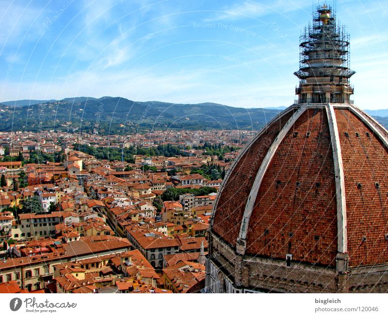 Florence (Italy) Colour photo Deserted Copy Space top Bird's-eye view Panorama (View) Sky Europe Town Downtown Church Dome Historic Religion and faith Tuscany
