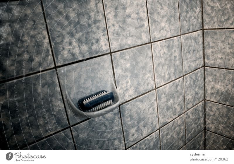 Timeless? Bathroom Pattern Flow Retro Old fashioned Clean Cleaning Personal hygiene Shower gel Shampoo Dark Comfortless Sterile Cold Moody Shower (Installation)