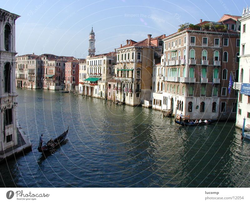 Vendig/Canale Grande Venice Canal Grande Summer Ocean House (Residential Structure) Gondola (Boat) Italy Light Calm Moody Sun Water Blue Baroque Venezia