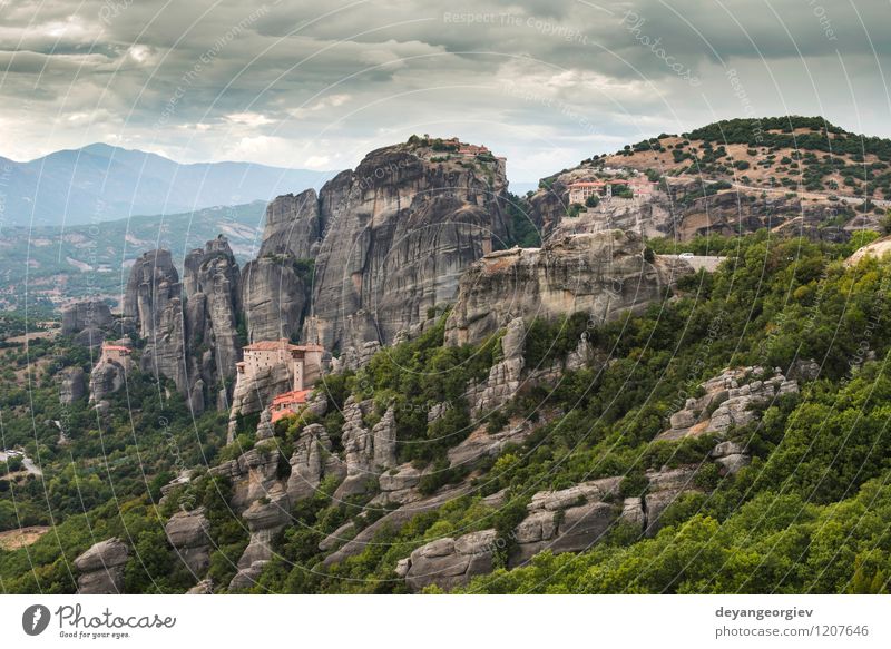 Meteora in Greece Beautiful Vacation & Travel Tourism Summer Mountain Nature Landscape Forest Rock Church Architecture Old Monastery Cliff Vantage point Holy