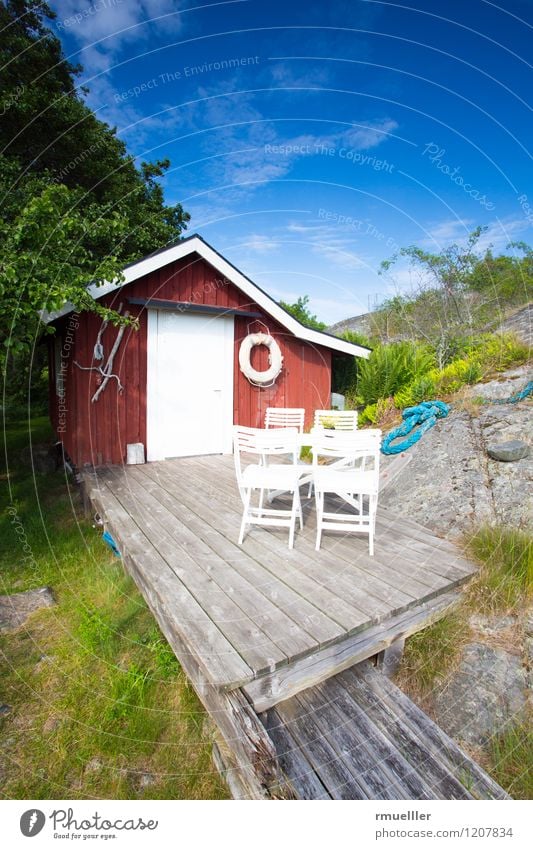 The red cottage Vacation & Travel Trip Far-off places Island Sky Plant Meadow Deserted House (Residential Structure) Terrace Wood Relaxation To enjoy