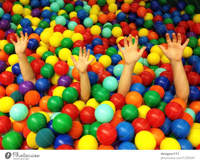 everything so beautifully colorful here Human being Child Brothers and sisters Hand 2 Art ball pool Swimming & Bathing Touch Movement Communicate Lie Playing