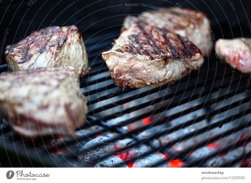 Juicy steaks on the charcoal grill Food Meat Nutrition Fast food Barbecue (event) Steak Churrasco grill master Lifestyle Healthy Eating Grill Charcoal Coal