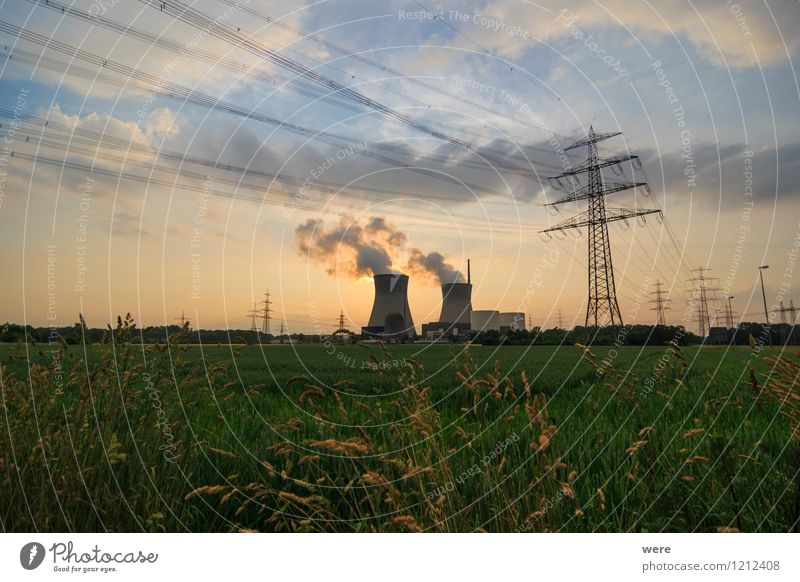 nuclear power station Energy industry Renewable energy Solar Power Nuclear Power Plant Blue Dusk nuclear phaseout energy policy Sky Sunset Radiation Electricity