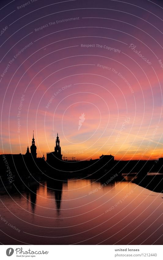 CG# Dresden Skyline II Art Esthetic Contentment Silhouette Heaven Old town Historic Historic Buildings Reflection Lure of the big city Town Past Romance