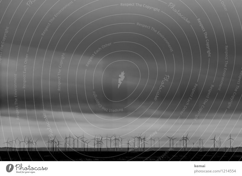 Spreedorado | Windmills Machinery Pinwheel Energy industry Renewable energy Wind energy plant Sky Clouds Horizon Exceptional Threat Dark Many