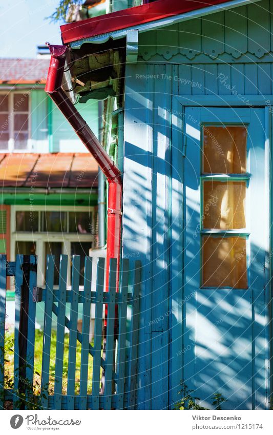 Summer brightly colored house with a gate on a sunny summer day Beautiful Vacation & Travel Island House (Residential Structure) Plant Flower Baltic Sea Village