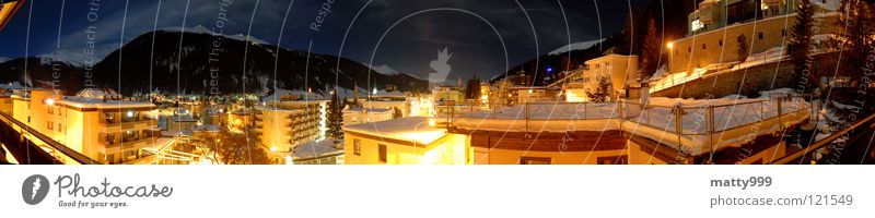 Davos at night Colour photo Exterior shot Abstract Evening Night Light Long exposure Shallow depth of field Panorama (View) Vacation & Travel Tourism Winter