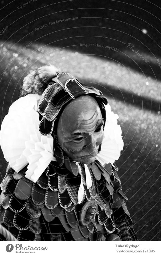 Sad Fasnacht Carnival Grief Wood Distress Black & white photo Carnival costume Mask Sadness