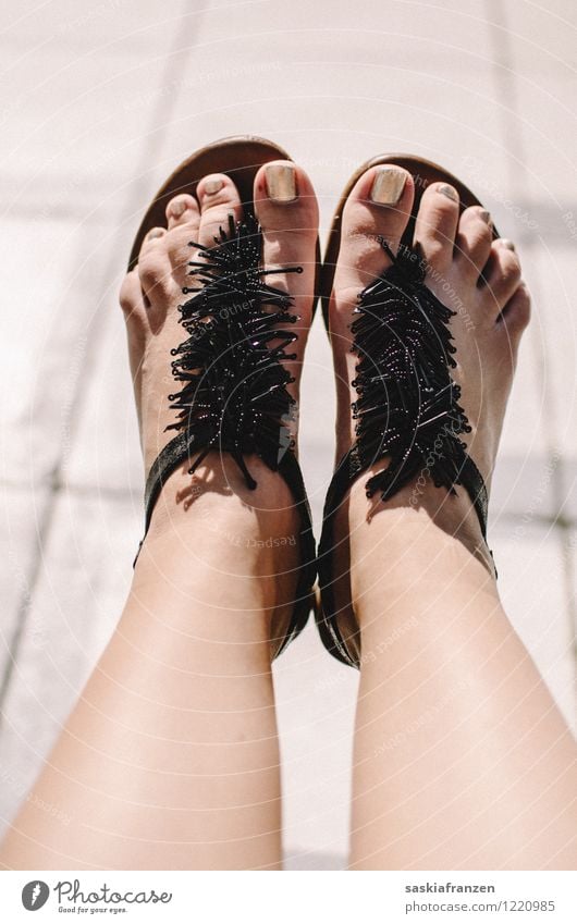 feet. Legs Feet Fashion Clothing Footwear Hip & trendy Sandal Toes Nail polish Colour photo Exterior shot