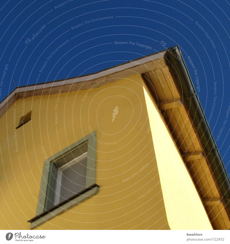 yellow and blue House (Residential Structure) Yellow Window Wall (building) Roof Sky Detail Blue Shadow