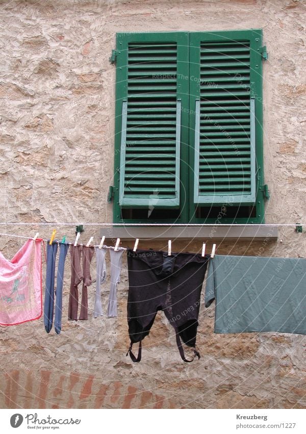 La Dolce Vita Laundry Window Stockings Underwear Italy Tuscany Clothing
