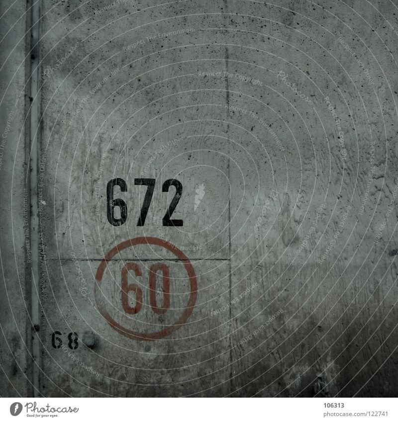 CIRCLE 60: 672 (68) Digits and numbers Wall (building) Concrete Symbols and metaphors Clue Freeway Past Driving Decent Graphic Puzzle Free space