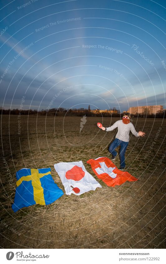 three-land combat Flag Japan Switzerland Jump Table tennis Table tennis ball Sporting event Effort Guerilla Fighter Action Assassin Dress up Playing