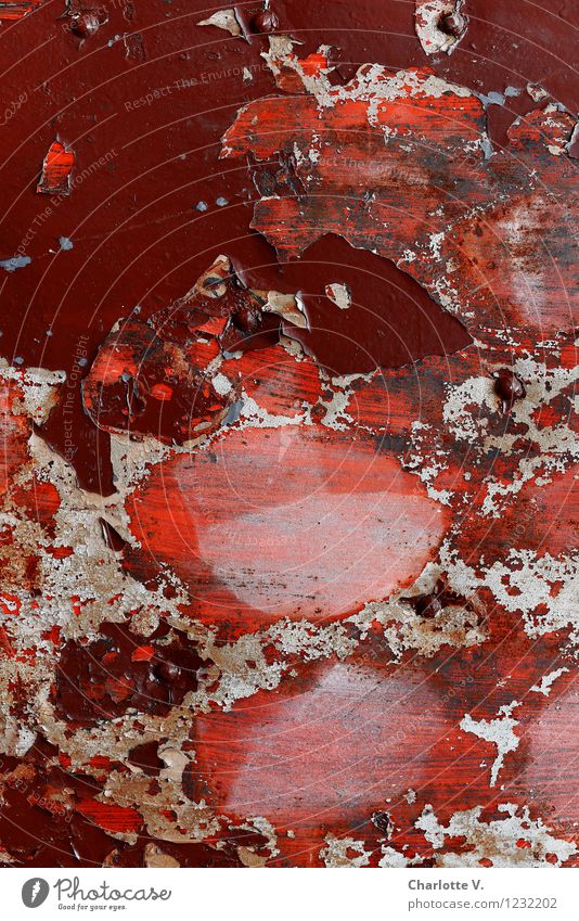 see red Metal Old Illuminate Broken Trashy Brown Gray Red Esthetic Bizarre Chaos Surrealism Decline Destruction Flake off Dye amorphous Formation Colour field