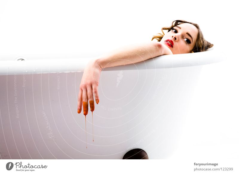 wellness Woman Bathtub Hand White Blood Hair and hairstyles Eyes Drops of water