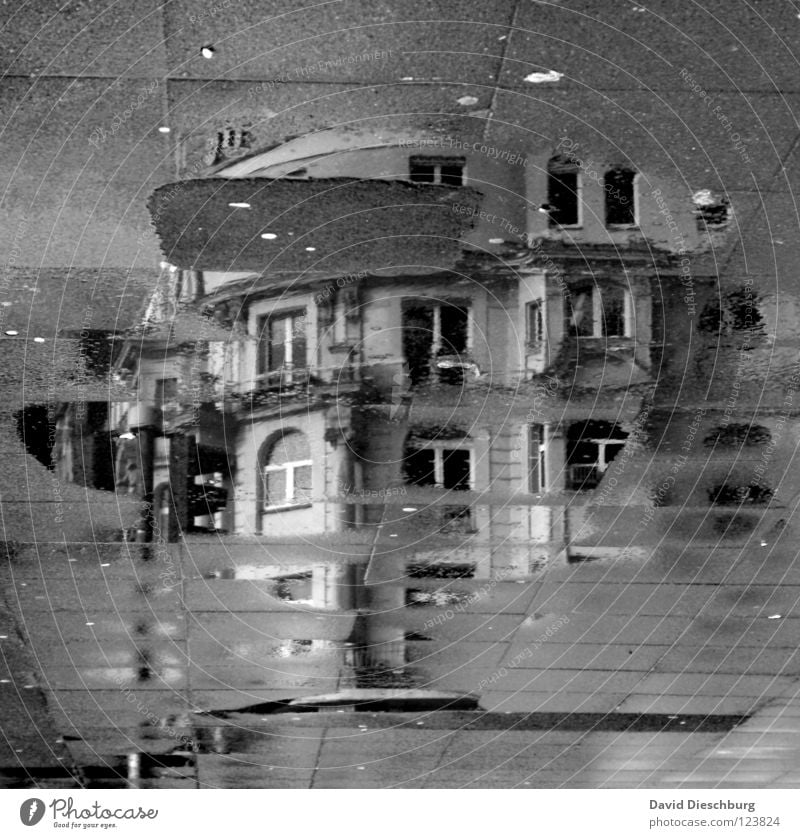 Ghostcastle **60** House (Residential Structure) Window Window frame Traffic light Puddle Black Balcony Reflection Frankfurt Main Midday Building Incomplete