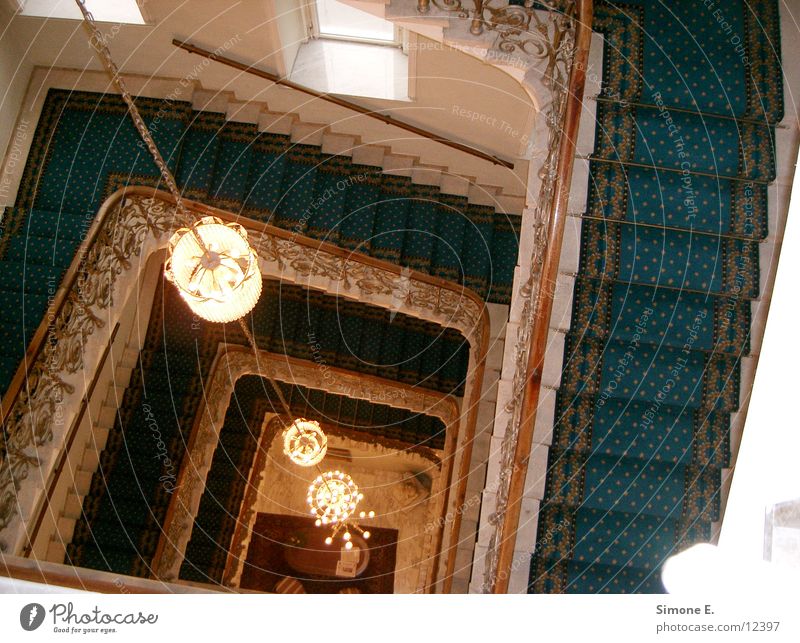 Blue Steps Hotel Vienna Chandelier Architecture Stairs blue carpet 4th floor
