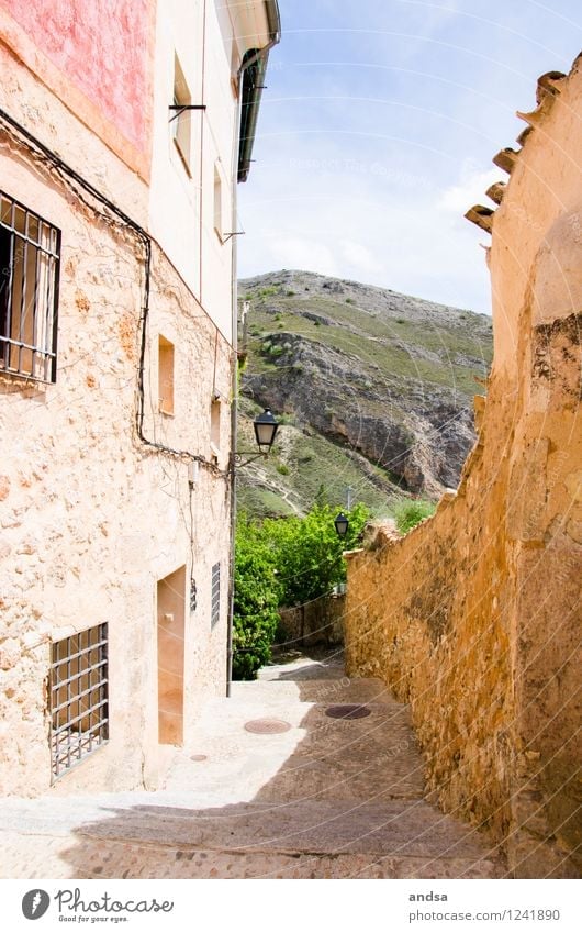 Cuenca Nature Landscape Sky Beautiful weather Tree Bushes Hill Rock Spain Village Small Town Old town Deserted House (Residential Structure) Wall (barrier)