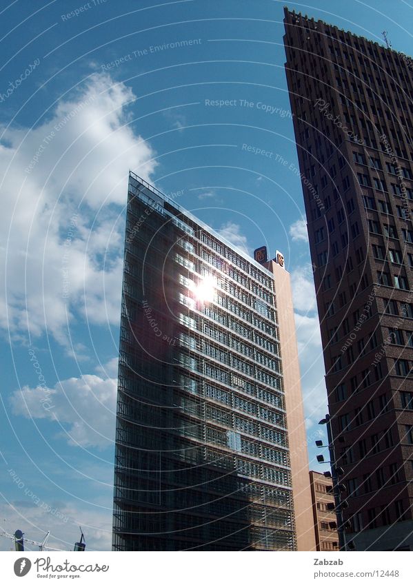 reflected Building House (Residential Structure) Clouds Window Town High-rise Potsdamer Platz Middle Downtown New Reflection Berlin Manmade structures Sky