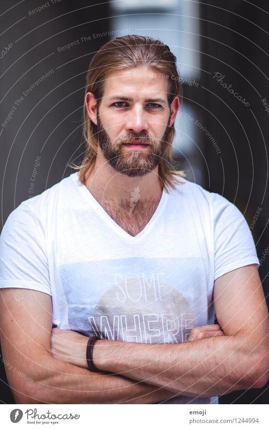 portrait Masculine Young man Youth (Young adults) 1 Human being 18 - 30 years Adults Long-haired Facial hair Beard Cool (slang) Beautiful Direct Frontal