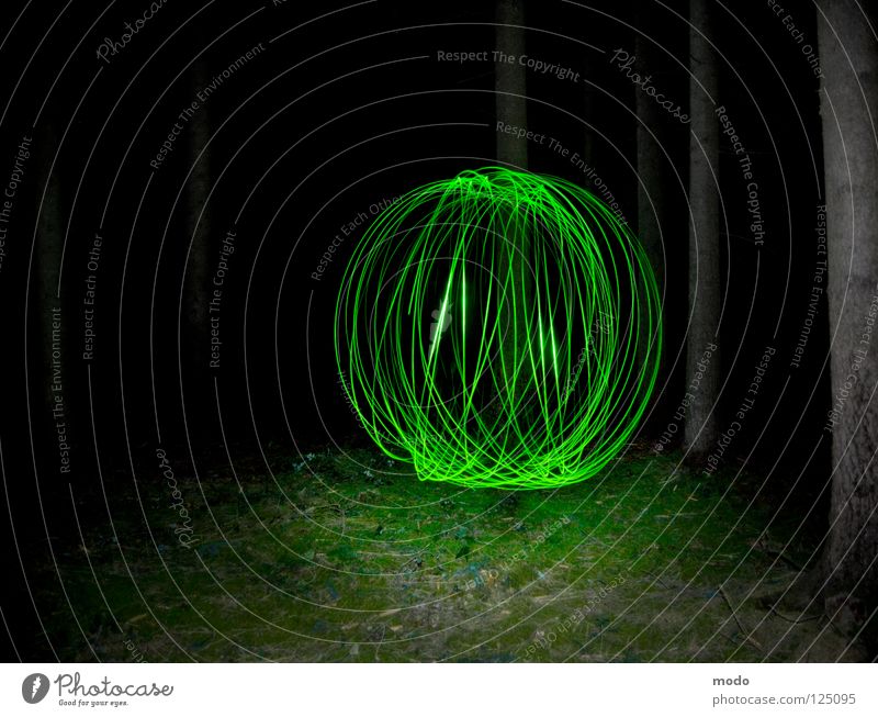 Force field No.3 Light Forest Tree Dark Green Planet Flashlight LED Grass Meadow Rotate Circle Long exposure Laser Sphere Bright Surrealism force field