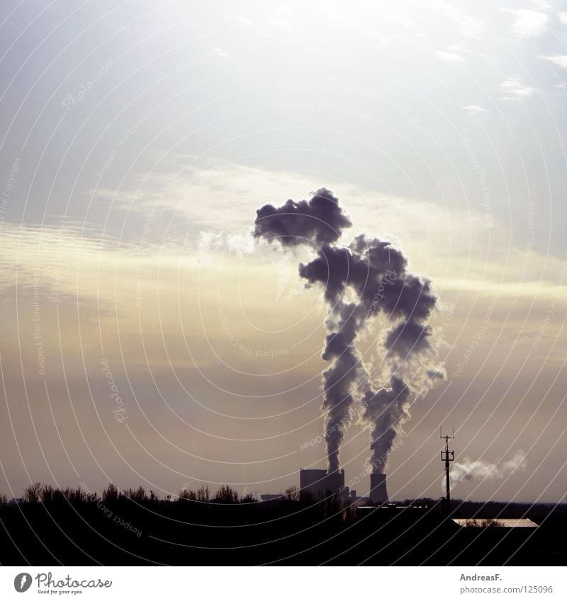 power plant No smoking Steam Climate protection Environment Environmental protection Campaign Carbon dioxide Exhaust gas Air Air pollution Electricity Lignite