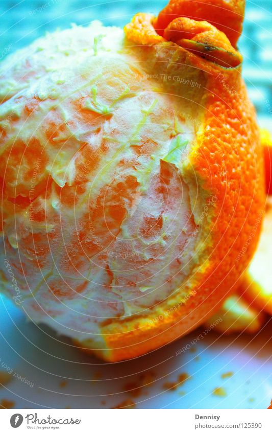 Half peeled is half eaten Orange Molt Healthy Vitamin Blur Plate Fresh Fruit Bowl Part