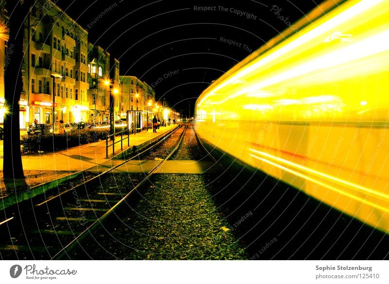 Urban Movement Night Speed Light Tram Long exposure Berlin Street