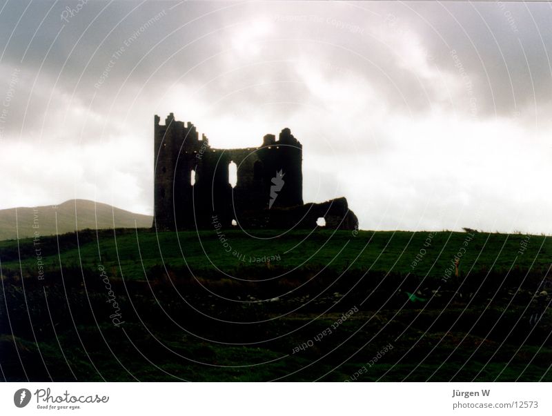 Castle Ruin, Ireland Back-light Clouds Gray Insolvency Sky Historic back light grey