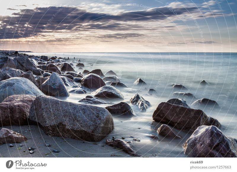 Stones on the Baltic coast Relaxation Vacation & Travel Beach Ocean Landscape Water Rock Coast Baltic Sea Blue Nature Break water Mecklenburg-Western Pomerania