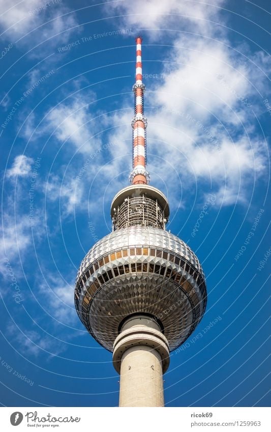 Berlin Television Tower Vacation & Travel Tourism Clouds Town Capital city Downtown Manmade structures Architecture Tourist Attraction Landmark Blue