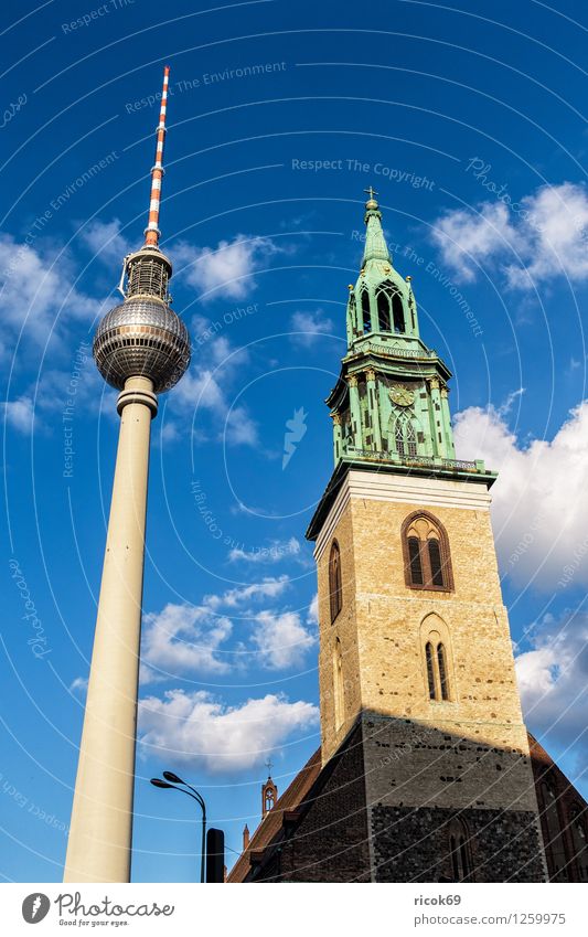 Television Tower and St. Mary's Church Vacation & Travel Tourism Clouds Capital city Downtown Manmade structures Architecture Tourist Attraction Landmark Blue