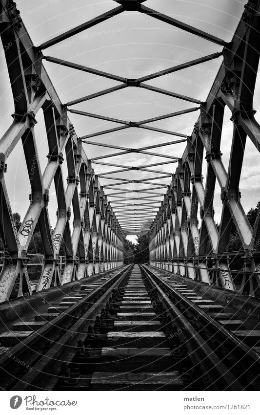 iron truss bridge Deserted Bridge Manmade structures Architecture Landmark Traffic infrastructure Train travel Rail transport Railroad Railroad tracks Original