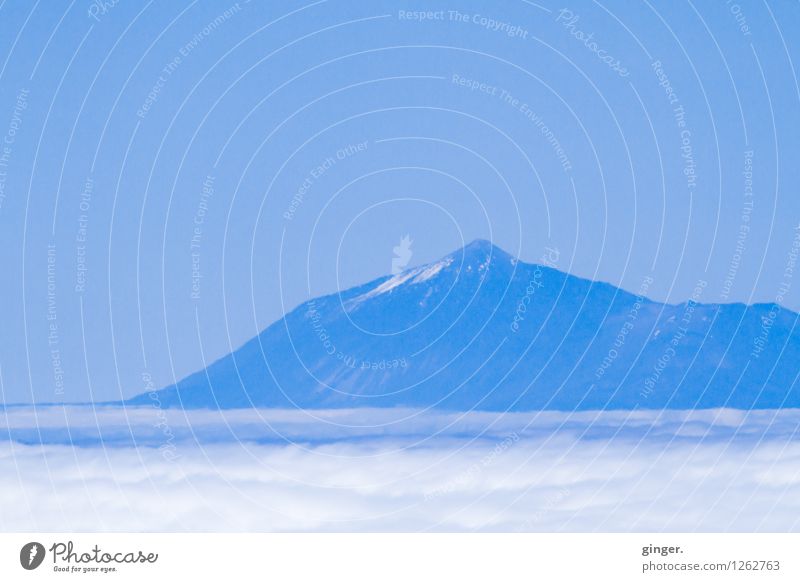 Pico del Teide Environment Nature Landscape Air Sky Clouds Spring Rock Mountain Volcano Blue White Structures and shapes Zoom effect Cloud cover Snow Tall
