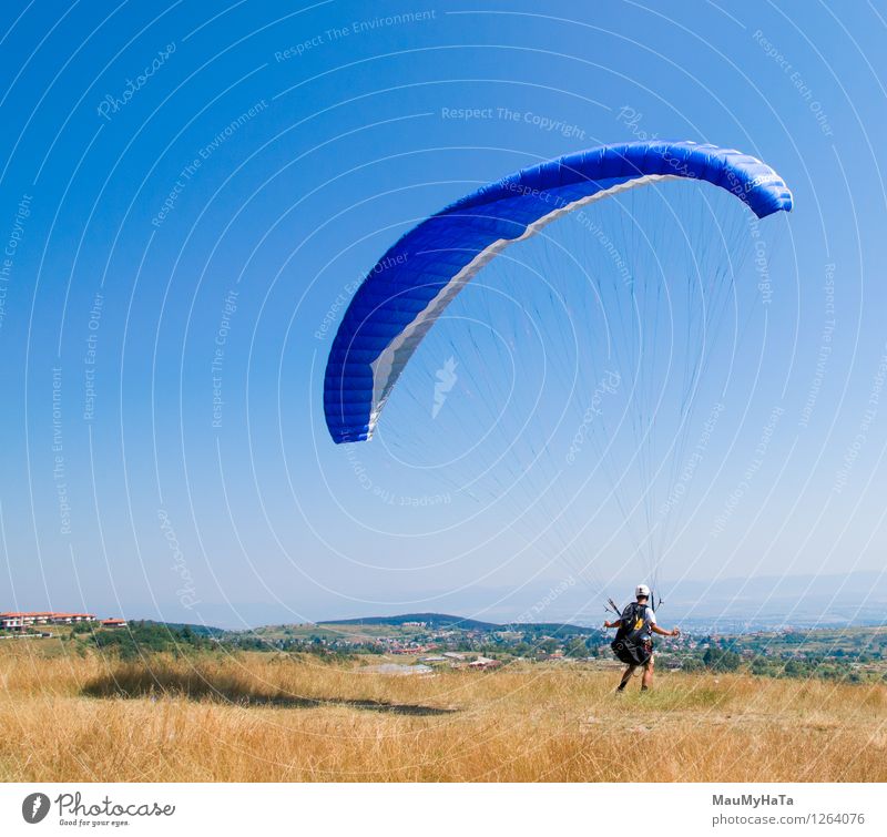 paragliding Sports Human being Young man Youth (Young adults) Man Adults Friendship 1 18 - 30 years Nature Landscape Air Sky Horizon Sunlight Summer Happiness