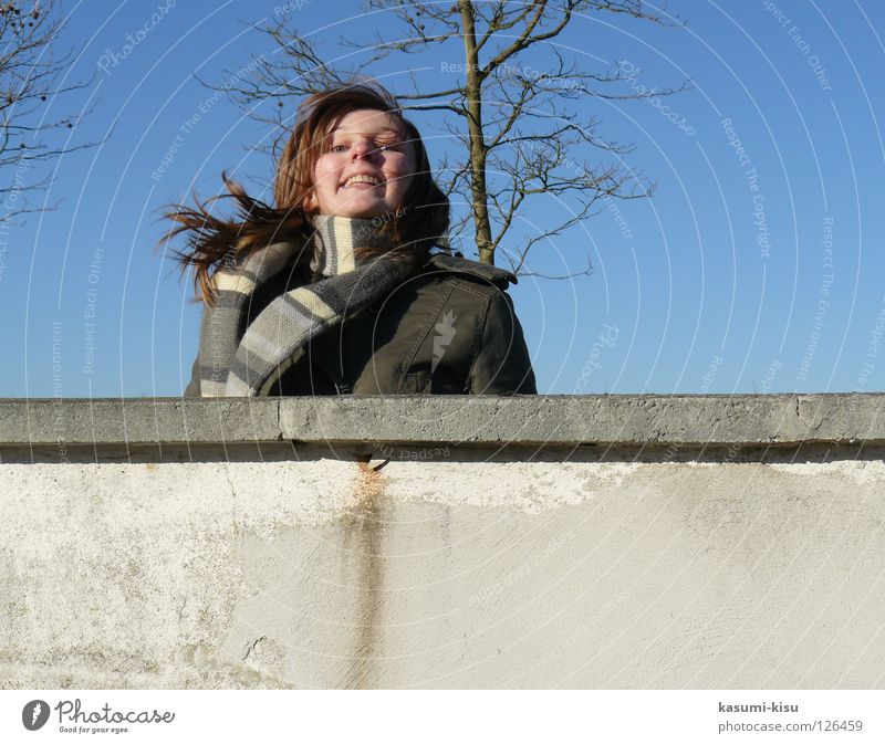 joie de vivre Wall (barrier) Tree Coat Winter Scarf Joy Sky Blue Hair and hairstyles