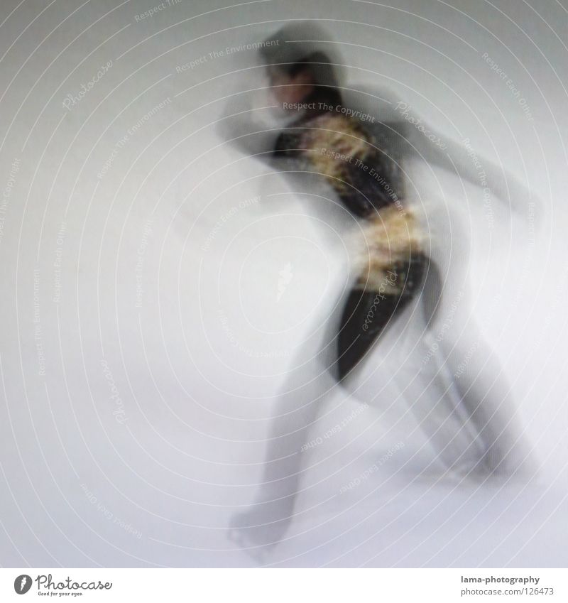 Get going [PIXELS IN MOTION] Speed Blur Exposure Movement Rotate Elegant Figure skating Ice-skates Rotation White Black Abstract Photographic technology Dance