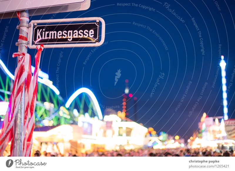 Coincidence? Leisure and hobbies Night life Entertainment Party Event Duesseldorf Town Bright Joy Fairs & Carnivals street sign Signs and labeling Blur