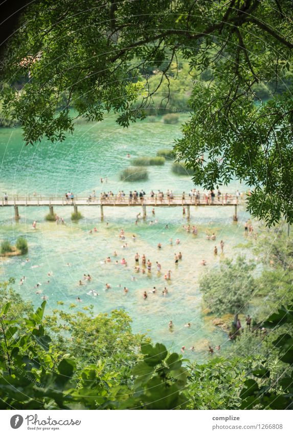 krka Vacation & Travel Tourism Trip Sightseeing Summer Summer vacation Sunbathing Beach Ocean Human being Group Crowd of people Environment Nature Plant Bushes