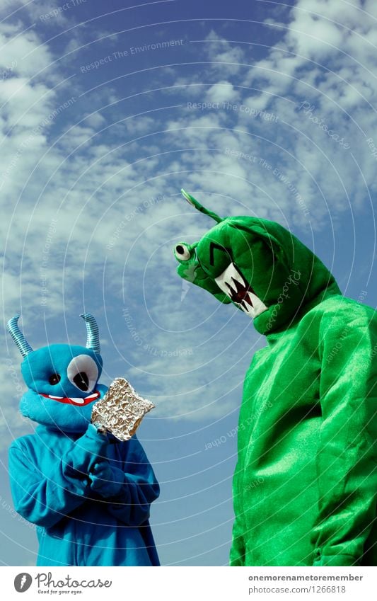 I got you Art Work of art Esthetic Extraterrestrial being Monster Ogre Monstrous Green Blue Adversary Fight Sealed Costume Carnival costume Clothing Crazy